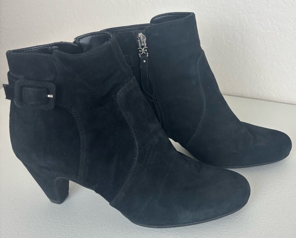 Sam Edelman Black Suede Leather Margaret Ankle Booties Size 8